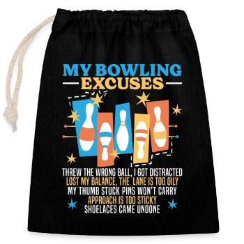 Funny Bowling Ball Bowling Alley Splint Sport - Closable cotton gift bag (25x30cm) - black - Front