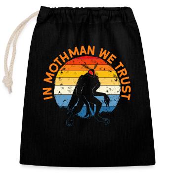 Mothman Lover Mythical Creature Cryptozoology - Closable cotton gift bag (25x30cm) - black - Front