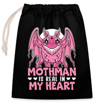 Mothman Lover Mythical Creature Cryptozoology - Closable cotton gift bag (25x30cm) - black - Front