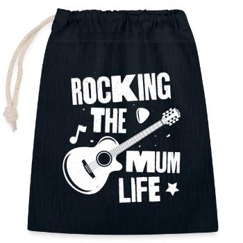 Faire basculer la vie de maman - Sac cadeau en coton avec cordon (25 x 30 cm) - bleu marine - Devant