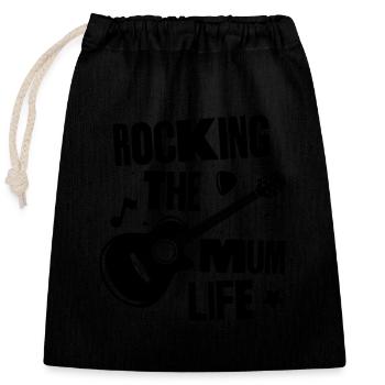 Faire basculer la vie de maman - Sac cadeau en coton avec cordon (25 x 30 cm) - noir - Devant