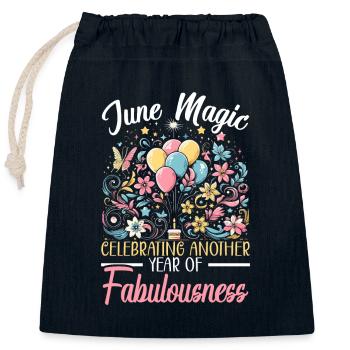 Joyeux anniversaire, Fête de Noël, - Sac cadeau en coton avec cordon (25 x 30 cm) - bleu marine - Devant