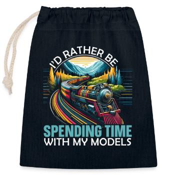 Modelleisenbahn-modelleisenbahn-liebhaber - Verschließbarer Geschenkbeutel aus Baumwolle (25x30cm) - Navy - Vorne