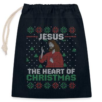 Jesus Christ Christmas Religious - Closable cotton gift bag (25x30cm) - navy - Front