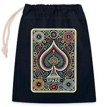 Jeu de cartes de poker amusant - Sac cadeau en coton avec cordon (25 x 30 cm) - bleu marine - Devant
