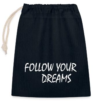 follow your dreams - Sac cadeau en coton avec cordon (25 x 30 cm) - bleu marine - Devant