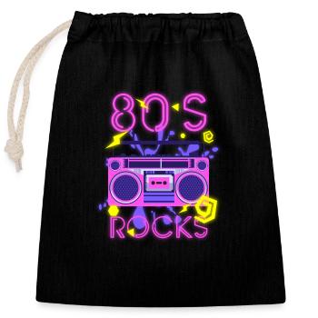 Musique des années 80 - Sac cadeau en coton avec cordon (25 x 30 cm) - noir - Devant