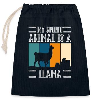 Llama Fluffy Animal Breeder - Closable cotton gift bag (25x30cm) - navy - Front