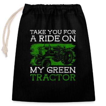 Traktor Anbau Bäuerin Stall - Verschließbarer Geschenkbeutel aus Baumwolle (25x30cm) - Schwarz - Vorne