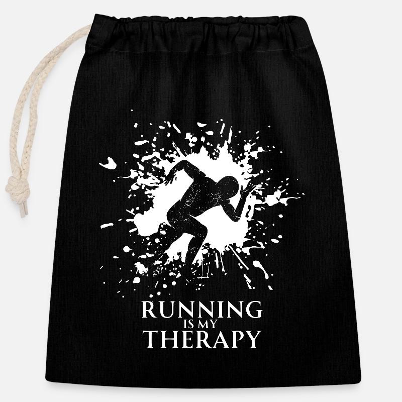 Running is my Therapy (3) - Closable cotton gift bag (25x30cm) - black