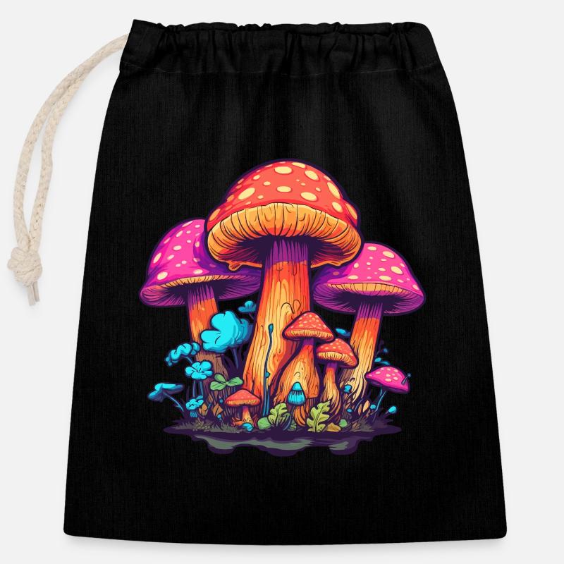 Psychedelic champi - Closable cotton gift bag (25x30cm) - black