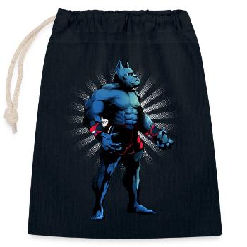 Culturisme - Sac cadeau en coton avec cordon (25 x 30 cm) - bleu marine - Devant
