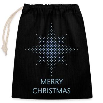 Merry Christmas (Stern Weihnachten Punkte / Blue) - Verschließbarer Geschenkbeutel aus Baumwolle (25x30cm) - Schwarz - Vorne