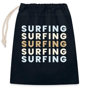 Surfing Schriftzug - Verschließbarer Geschenkbeutel aus Baumwolle (25x30cm) - Navy - Vorne