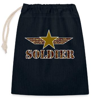 Soldier Camouflage Big Star - Verschließbarer Geschenkbeutel aus Baumwolle (25x30cm) - Navy - Vorne