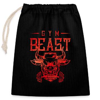 gym beast fitness - Verschließbarer Geschenkbeutel aus Baumwolle (25x30cm) - Schwarz - Vorne