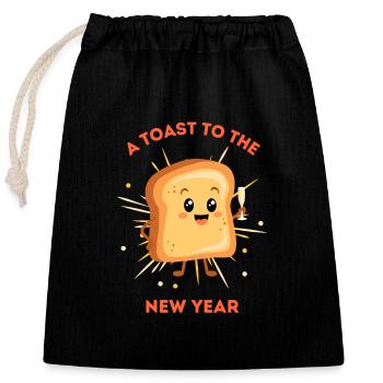 A toast to the new year - Closable cotton gift bag (25x30cm) - black - Front