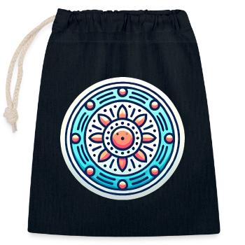 Vibrant Circular Badge Design - Closable cotton gift bag (25x30cm) - navy - Front