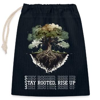 Stay rooted - Closable cotton gift bag (25x30cm) - navy - Front