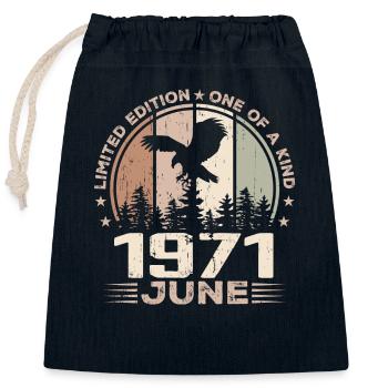 Unvergleichlich seit Juni 1971, 53. Jubiläum - Verschließbarer Geschenkbeutel aus Baumwolle (25x30cm) - Navy - Vorne