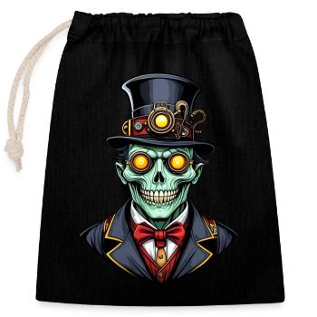 Gruseliger Halloween Steampunk Ghul - Verschließbarer Geschenkbeutel aus Baumwolle (25x30cm) - Schwarz - Vorne