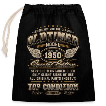 Oldtimer Baujahr 1950 Jahrgang Geburtstag Geschenk - Verschließbarer Geschenkbeutel aus Baumwolle (25x30cm) - Schwarz - Vorne