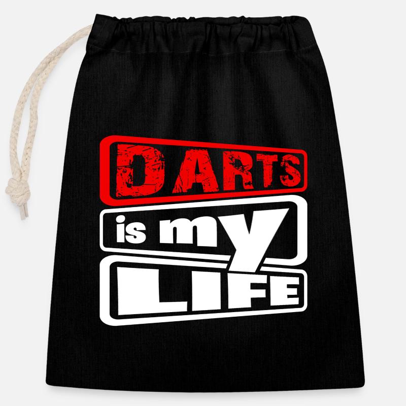 Dart, Darts c’est ma vie 2 - Sac cadeau en coton avec cordon (25 x 30 cm) - noir