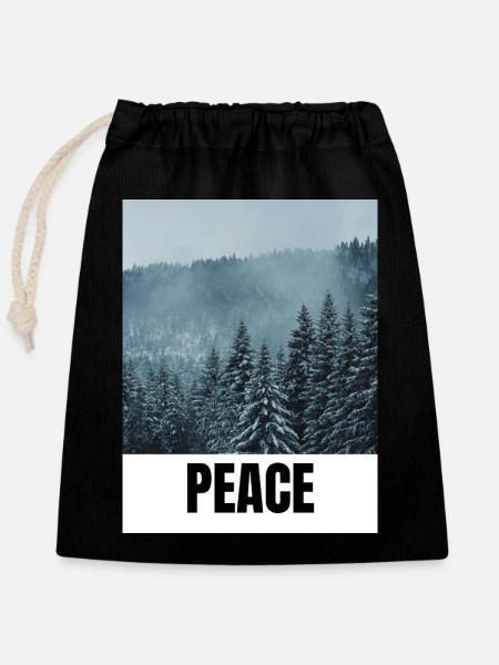 PEACE - Verschließbarer Geschenkbeutel aus Baumwolle (25x30cm) - Schwarz