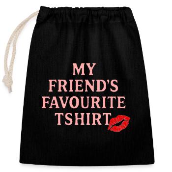 T-shirt d’amitié personnelle - Sac cadeau en coton avec cordon (25 x 30 cm) - noir - Devant
