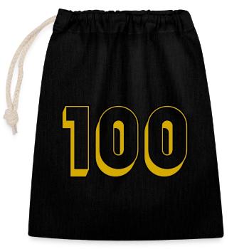 100. 100 YEARS. 100th ANNIVERSARY. ANNIVERSARY - Closable cotton gift bag (25x30cm) - black - Front