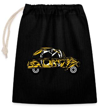VOITURE - Sac cadeau en coton avec cordon (25 x 30 cm) - noir - Devant