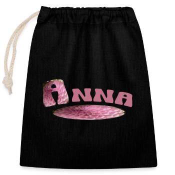 Anna First Name - Closable cotton gift bag (25x30cm) - black - Front