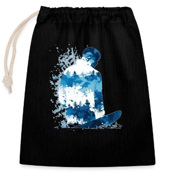Snowboarder Abstract - Sac cadeau en coton avec cordon (25 x 30 cm) - noir - Devant