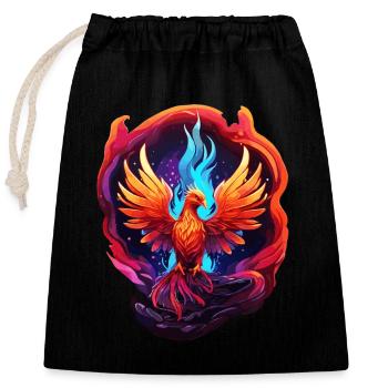Phénix - Sac cadeau en coton avec cordon (25 x 30 cm) - noir - Devant