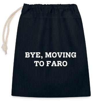 Bye, Déménagement à Faro - Sac cadeau en coton avec cordon (25 x 30 cm) - bleu marine - Devant