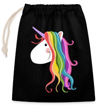 Cute Unicorn - Unicorns - Unicorn - Unicorns - Closable cotton gift bag (25x30cm) - black - Front