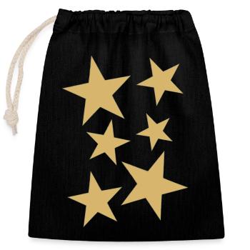 stars - Closable cotton gift bag (25x30cm) - black - Front