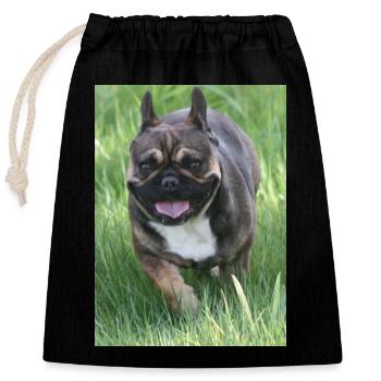 petite canne à pêche notre Français Bulldog - Sac cadeau en coton avec cordon (25 x 30 cm) - noir - Devant