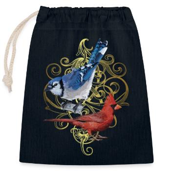 Der nördliche Kardinal und der blaue Eichelhäher - Verschließbarer Geschenkbeutel aus Baumwolle (25x30cm) - Navy - Vorne