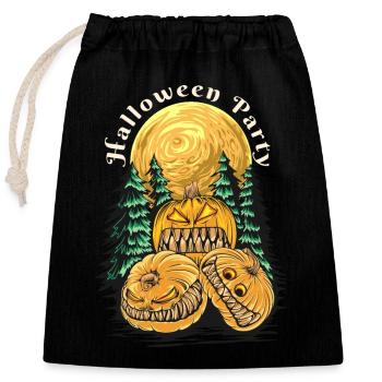 Halloween Citrouille Horreur - Sac cadeau en coton avec cordon (25 x 30 cm) - noir - Devant