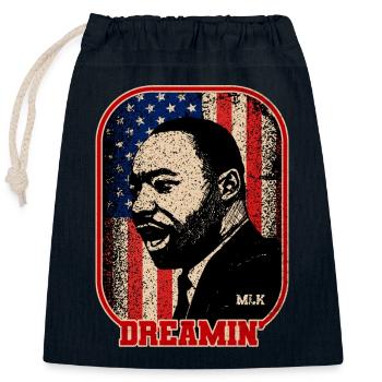 MARTIN LUTHER KING - Sac cadeau en coton avec cordon (25 x 30 cm) - bleu marine - Devant