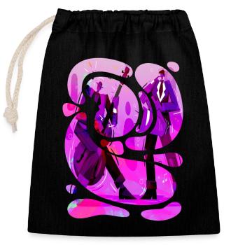 Music retro heavy metal Hard Rock Punk vinyl pop - Closable cotton gift bag (25x30cm) - black - Front