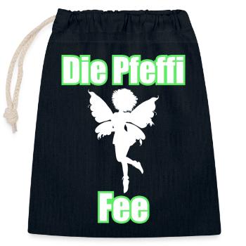 Die Pfeffi Fee - Verschließbarer Geschenkbeutel aus Baumwolle (25x30cm) - Navy - Vorne