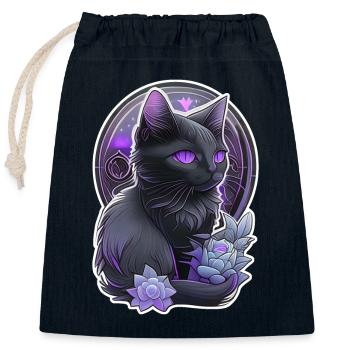Schwarze Katze - Felin-Kätzchen - Verschließbarer Geschenkbeutel aus Baumwolle (25x30cm) - Navy - Vorne