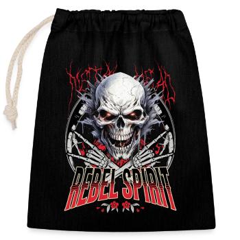 Crâne Crâne Squelette Moto Biker Gang - Sac cadeau en coton avec cordon (25 x 30 cm) - noir - Devant
