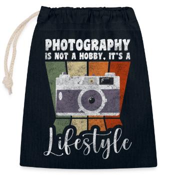 Photographe Image Appareil photo numérique - Sac cadeau en coton avec cordon (25 x 30 cm) - bleu marine - Devant