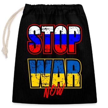 Stop War Now - Closable cotton gift bag (25x30cm) - black - Front