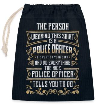 Menottes du shérif de la police - Sac cadeau en coton avec cordon (25 x 30 cm) - bleu marine - Devant