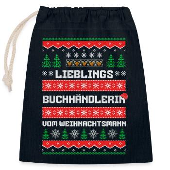 Lieblings Buchhändlerin des Weihnachtsmanns - Verschließbarer Geschenkbeutel aus Baumwolle (25x30cm) - Navy - Vorne