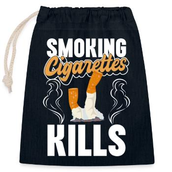 Smoking Gentleman No Smoking Santé - Sac cadeau en coton avec cordon (25 x 30 cm) - bleu marine - Devant